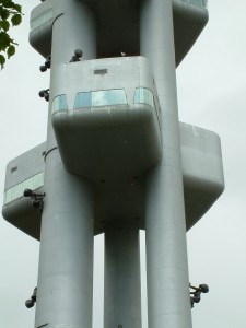 Close-up of Žižkov TV Tower, Prague, CZ